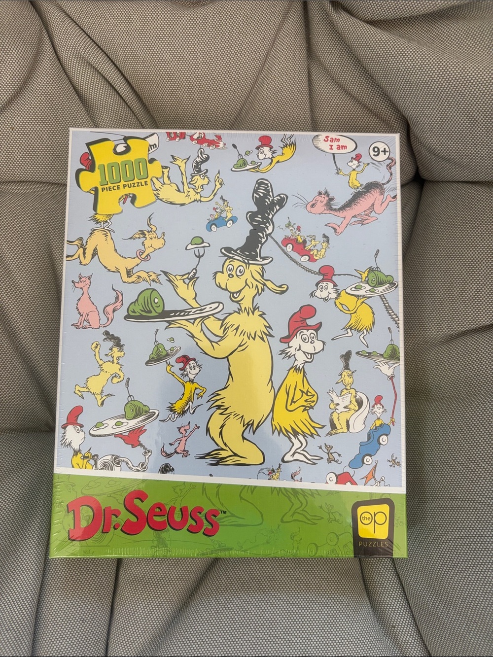 Dr. Seuss Yellow Characters on Light Blue Puzzle Box